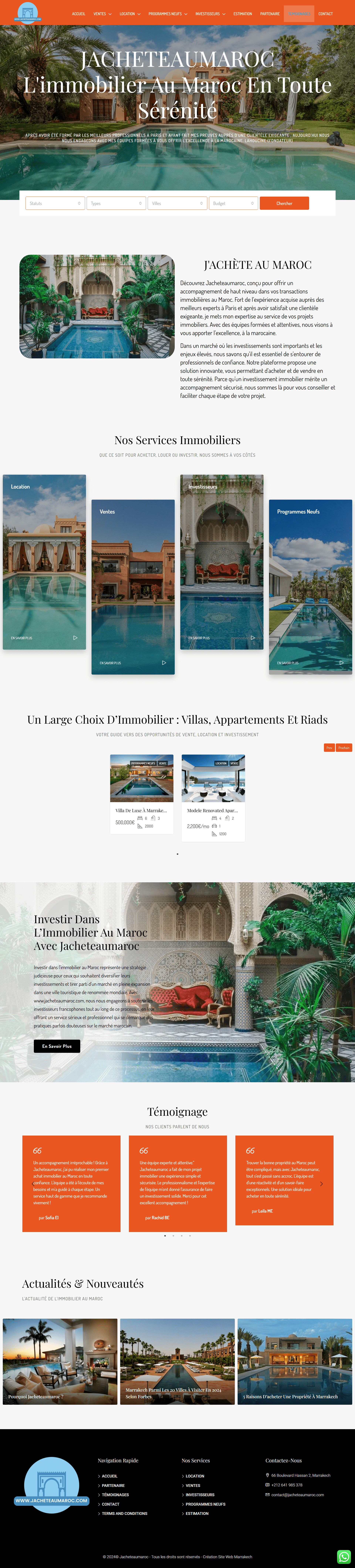 Site web immobilier J'achete Au Maroc réalisé par OneClick Casablanca